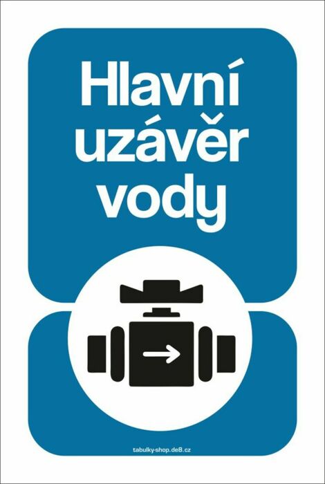 Tabulka / cedulka - Hlavní uzávěr vody