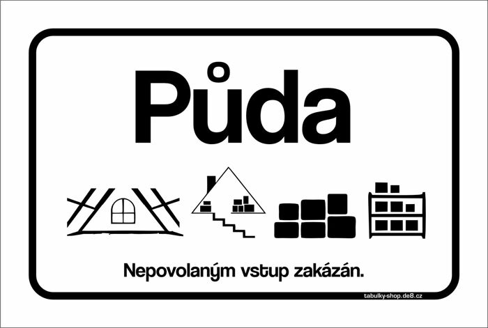 Tabulka / cedulka - Půda - bílá