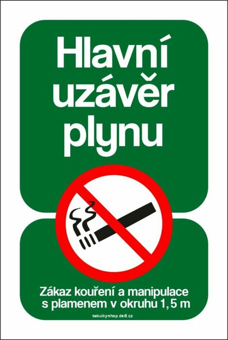 Tabulka / cedulka - Hlavní uzávěr plynu