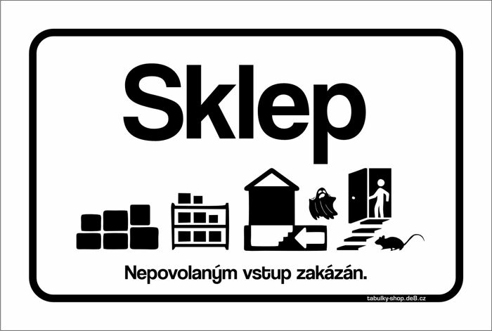 Tabulka / cedulka - Sklep - bílá