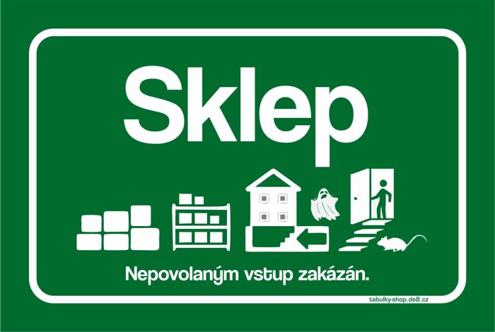 Tabulka / cedulka - Sklep - zelená