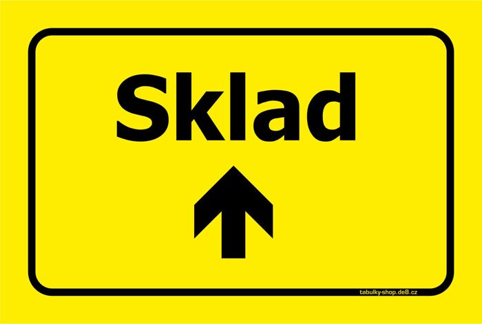 Tabulka / cedulka - Sklad se šipkou rovně - žlutá