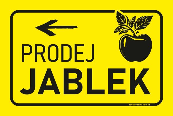 "Tabulka / cedulka - Prodej jablek, šipka vlevo"