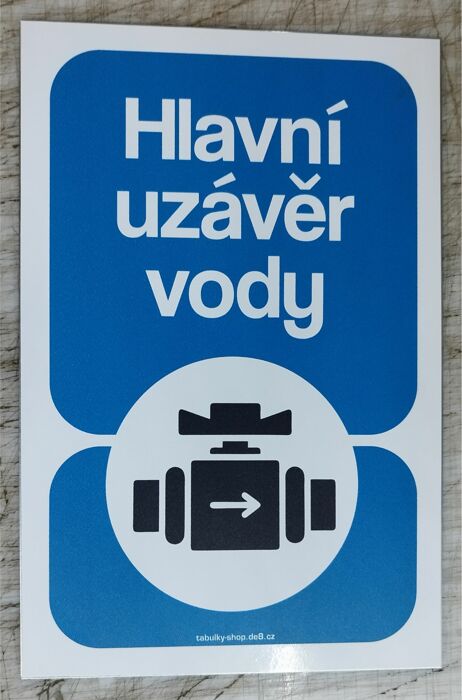 Tabulka / cedulka "Hlavní uzávěr vody"