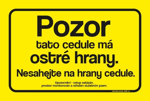 pozor ostré hrany