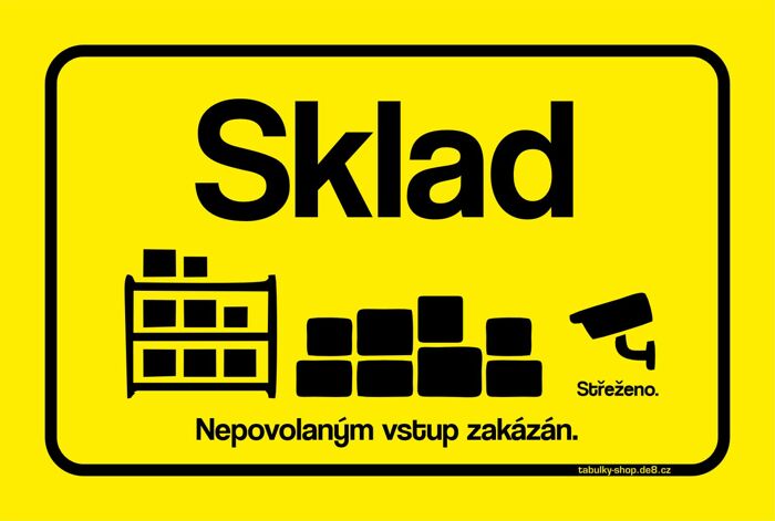 Tabulka / cedulka - Sklad - žlutá