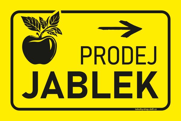 "Tabulka / cedulka - Prodej jablek, šipka vpravo"