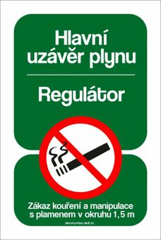 Tabulka / cedulka  - Hlavní uzávěr plynu / regulátor