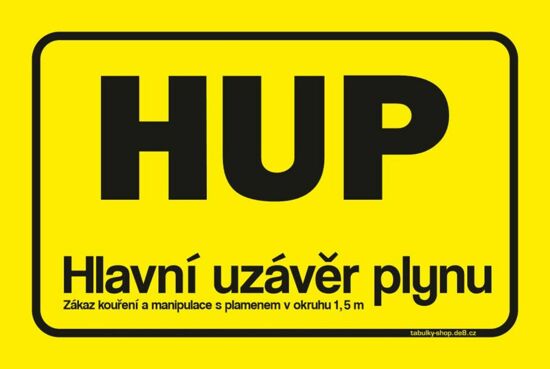 Tabulka / cedulka  - Hlavní uzávěr plynu