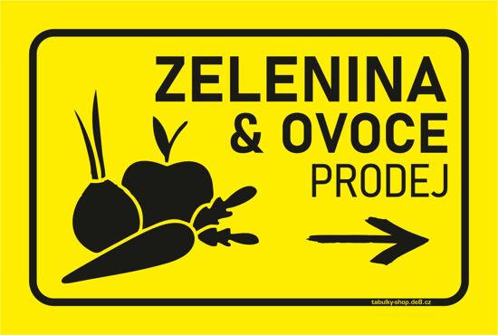 Tabulka / cedulka - Zelenina a ovoce, šipka vlevo