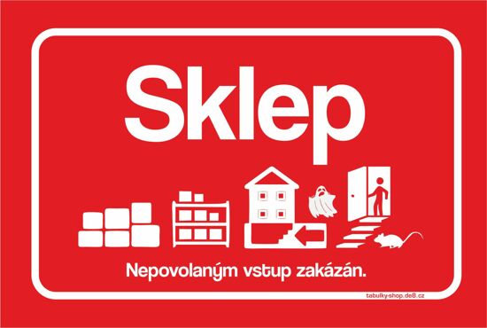 Tabulka / cedulka - Sklep - červená
