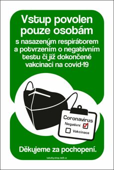 Samolepka - Vstup jen s covid testem nebo vakcinací
