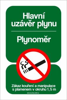 Tabulka / cedulka - Hlavní uzávěr plynu / plynoměr