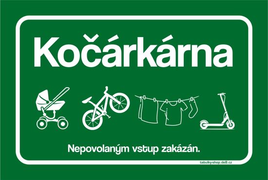 Tabulka / cedulka - Kočárkárna - zelená