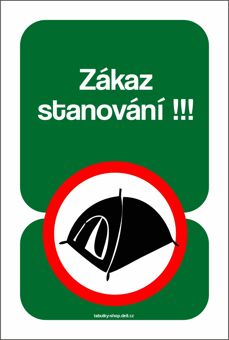 Tabulka - cedulka "Zákaz stanování"