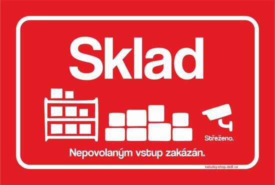 Tabulka / cedulka - Sklad - červená