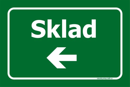 Tabulka / cedulka - Sklad s kratší šipkou doleva - zelená