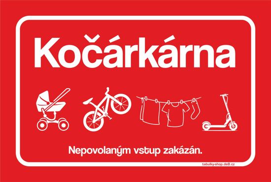 Tabulka / cedulka - Kočárkárna - červená