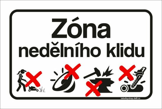 Tabulka / cedulka - Zóna nedělního klidu