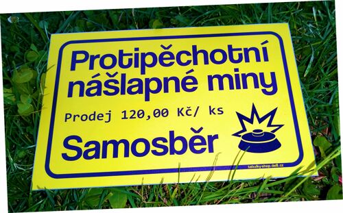 Tabulka / cedulka - protipěchotní miny - samosběr