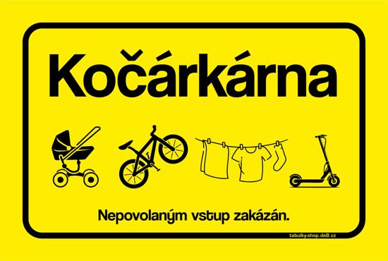 Tabulka / cedulka - Kočárkárna - žlutá