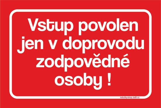 Tabulka / cedulka - Vstup povolen jen v doprovodu zodpovědné osoby