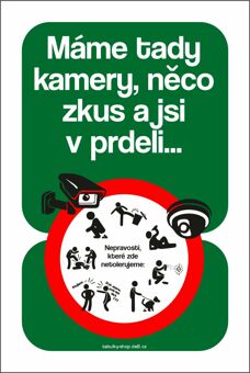 Tabulka / cedulka - Máme tady kamery