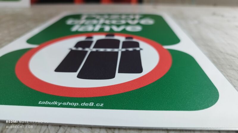 Tabulka / cedulka - Pozor tlakové láhve