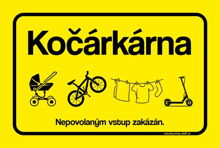 Tabulka / cedulka - Kočárkárna - žlutá
