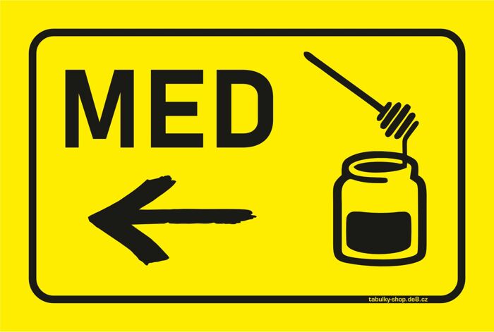 Tabulka / cedulka - Med, šipka vlevo