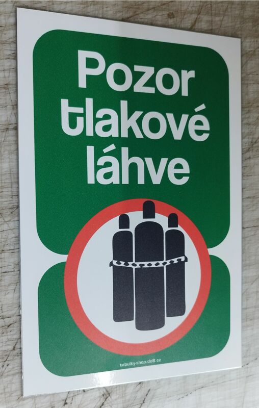 Tabulka / cedulka - Pozor tlakové láhve