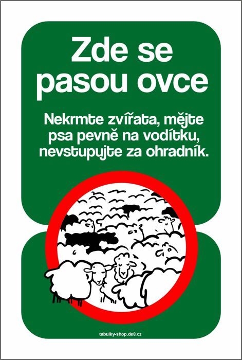 Tabulka - cedulka "Zde se pasou ovce"