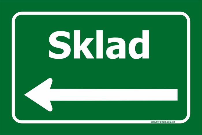 Tabulka / cedulka - Sklad se šipkou doleva - zelená