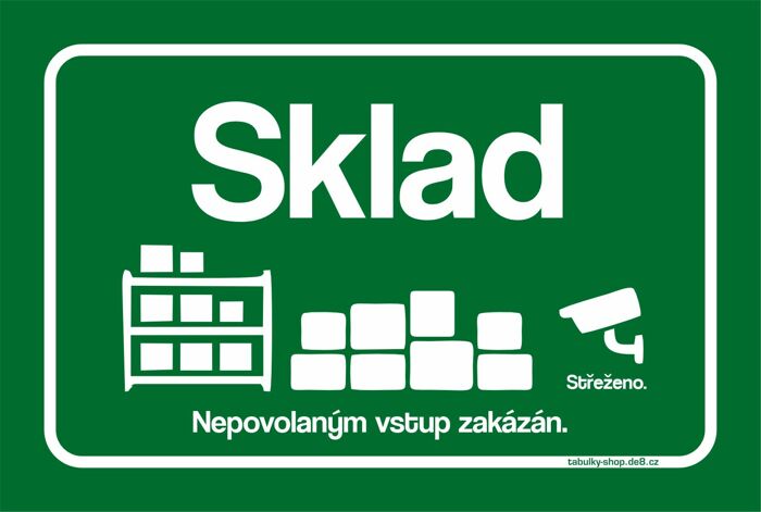 Tabulka / cedulka - Sklad - zelená